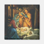 Nativité vintage de Noël, bébé Jésus dans Manger Aimant Pour Réfrigérateur