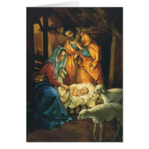 Nativité vintage de Noël, bébé Jésus dans Manger Cartes De Vœux