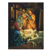 Nativité vintage de Noël, bébé Jésus dans Manger Cartes Postales