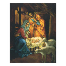 Nativité vintage de Noël, bébé Jésus dans Manger Cartons D'invitation