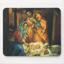 Nativité vintage de Noël, bébé Jésus dans Manger Tapis De Souris