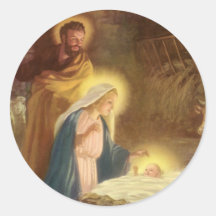 Nativité vintage de Noël, bébé Jésus de Mary Josep Adhésif Rond