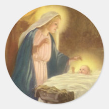 Nativité vintage de Noël, bébé Jésus de Mary Josep Autocollants