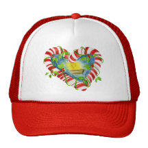 Nativity in Candy Cane Heart Trucker Hat