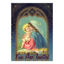 Nativity Mary Holding The baby Jesus Custom Announcements