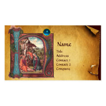NATIVITY PARCHMENT  Blue Sapphire Monogram Business Cards