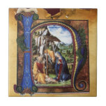 NATIVITY PARCHMENT MONOGRAM CERAMIC TILE