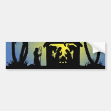 Nativity Silhouette Joy to the World Bumper Sticker