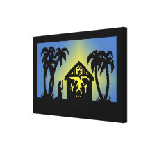 Nativity Silhouette Joy to the World Canvas Print