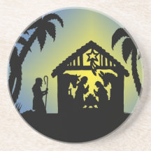 Nativity Silhouette Joy to the World Coasters