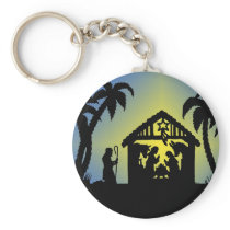Nativity Silhouette Joy to the World Key Chains