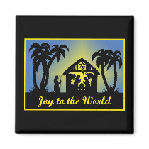 Nativity Silhouette Joy to the World Fridge Magnet