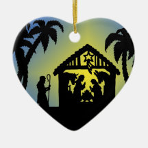 Nativity Silhouette Joy to the World Christmas Ornaments