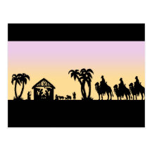 Nativity Silhouette Wise Men on the Horizon Post Card