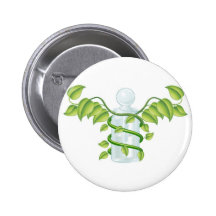 Natural caduceus bottle concept pinback buttons