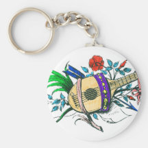 Natural coloured lute and plants key chain