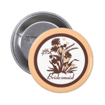 Natural colours floral butterfly bridesmaid button