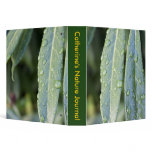 nature journal, green leaves, rain drops 3 ring binder