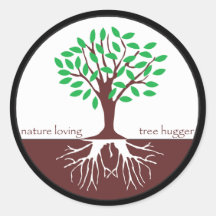 Nature Loving Tree Hugger Round Stickers