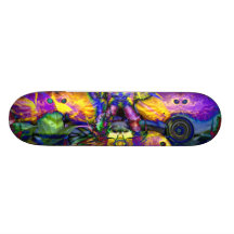Nature Reflections II - Violet & Gold Birds Custom Skateboard