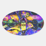 Nature Reflections II - Violet & Gold Birds Oval Sticker