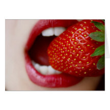 Nature's Candy - Woman Eating Strawberry Greeting Cards