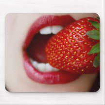 Nature's Candy - Woman Eating Strawberry Mousepads