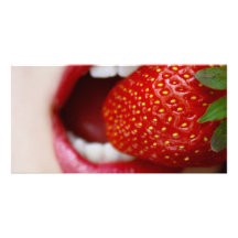 Nature's Candy - Woman Eating Strawberry Photo Card Template