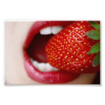 Nature's Candy - Woman Eating Strawberry Photo Print