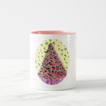 Natures Christmas Tree in Gold & Pink Coffee Mugs