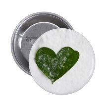 Nature's Winter Snow Romantic Heart of Love Pinback Buttons