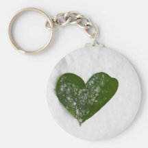 Nature's Winter Snow Romantic Heart of Love Key Chain