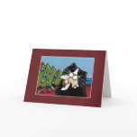Naughty Cat & Christmas Angel | Christmas Card