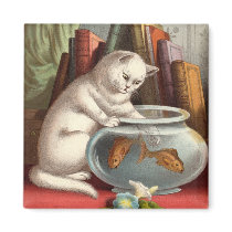 Naughty Cats - Fishing Cat Fridge Magnet