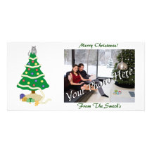 Naughty Christmas Tree Kitty Cat Custom Photo Card