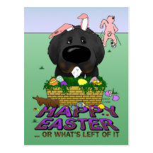 Naughty Newfie Happy Easter Postcard