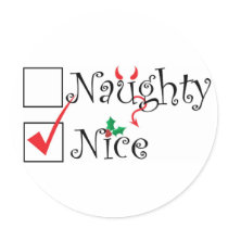 Naughty Nice Round Stickers