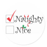Naughty Nice Round Stickers