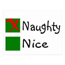 Naughty Not Nice Christmas Postcard
