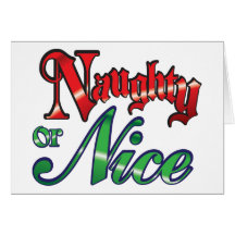 Naughty or Nice in Red and Green Christmas Letters Cards