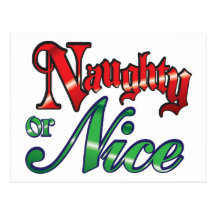Naughty or Nice in Red and Green Christmas Letters Post Card