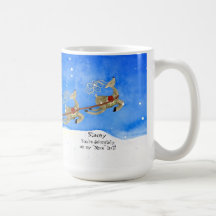 Naughty or Nice List Santa Sleigh Flying Reindeer Coffee Mug