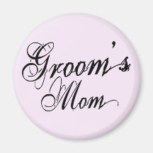 Naughy Grunge Script - Groom's Mom Black Fridge Magnets