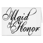 Naughy Grunge Script - Maid Of Honour Black Greeting Card