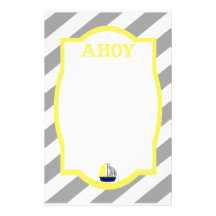 Nautical Ahoy Grey Stripes Stationery