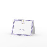 Nautical Anchor Blue Stripe Wedding Thank You Card