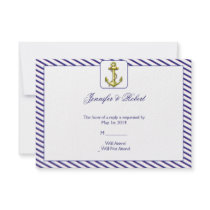 Nautical Anchor on Blue Stripe Response Card Personalized Invites