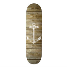 Nautical Anchor on wood graphic Skate Boards