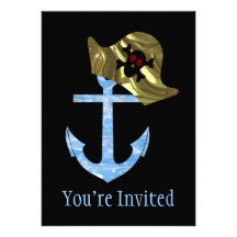 Nautical Anchor & Sailor Skull Hat Card