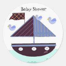 Nautical Baby Shower Round Sticker